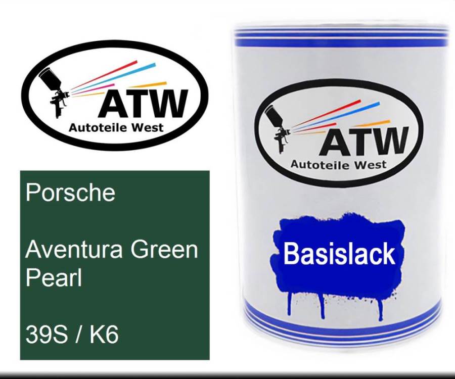 Porsche, Aventura Green Pearl, 39S / K6: 500ml Lackdose, von ATW Autoteile West.